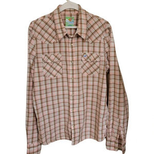 Vintage Hollister Western pearl snap plaid pink shirt